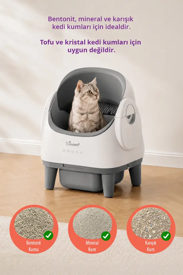 KPLB-10760 Akıllı Otomatik Kedi Tuvaleti | Wi-Fi Kontrollü & Koku Önleyici & Otomatik Temizleme
